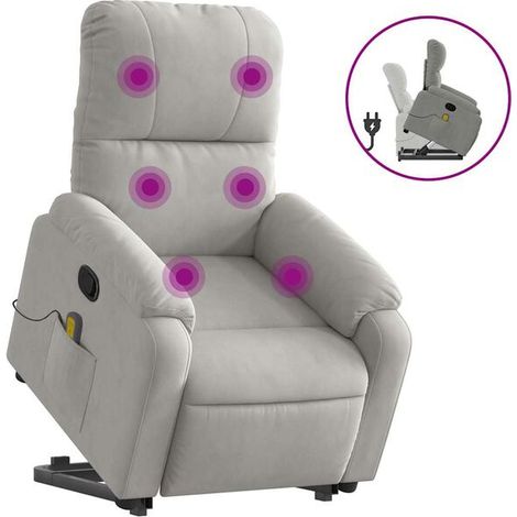 Fauteuil de massage inclinable en tissu microfibre gris clair (1/5)