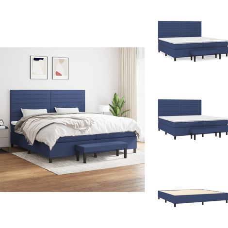 Boxspringbett mit Matratze Blau 200x200 cm Stoff - Boxspringbett - Doppelbett - Schlafraum - Blau - Bettsofa (1/5)