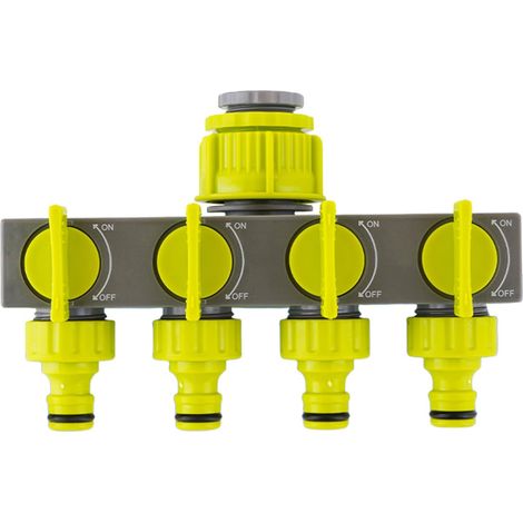 Distributeur à quatre voies, connecteurs de tuyau d'arrosage 3/4 pouce et 1/2 pouce, adaptateurs de robinet, distributeur de tuyau d'arrosage