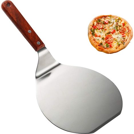 Pelle a Pizza perforée inox Pelle a pizza inox Pelle a pizza perforée Pelle à pizza avec une poignée en bois Pelle a pizza ronde pour Four et Barbecue pour la Cuisson de Pizzas, Pain, plus Stable (1/5)