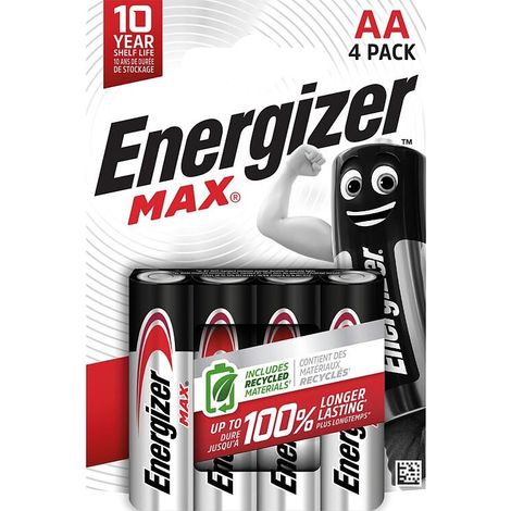 Piles Energizer Max LR6, Mignon AA, blister de 4