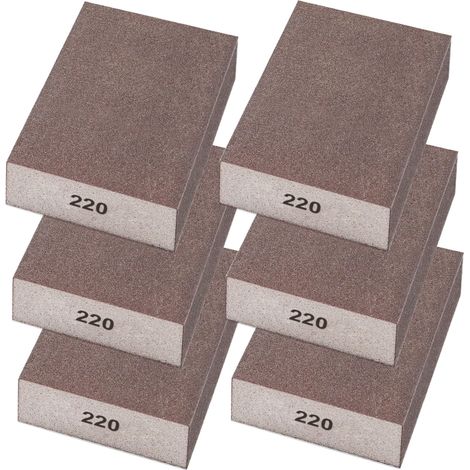 Bloc abrasif éponge Irovami 220 à gros grain, pour le meulage du bois et du métal, et le dépoussiérage. Lavable et réutilisable, lot de six pièces. (1/5)