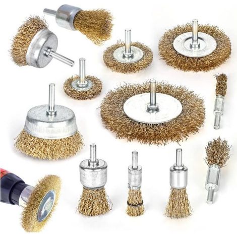 12 Piece Drill Wire Brush Set, Wire Brush Set, Brass Polishing Brush, Drill Driver Wire Brush Set for Cleaning Rust and Corrosion