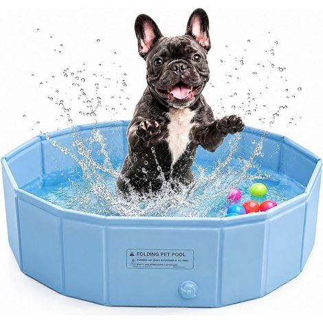 Piscine pour chien de grande taille - 73 x 47 x 23 cm, pliable, avec pataugeoire pour chatons, idéale pour les chiens de petite, moyenne et grande taille, parfaite pour le jardin. (1/5)