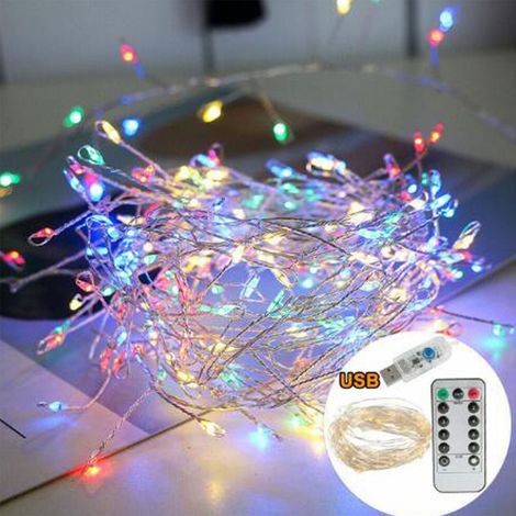 Guirlande Lumineuse USB - 50 LED Forme De Pétard - Télécommande Incluse - 8 Modes D'éclairage - Pour Décoration Intérieure Extérieure - 4.92 Pieds (1/5)