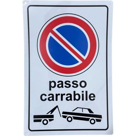 Cartello Passo Carrabile 20x30 cm in Vinile Rigido Impermeabile e Anti-UV