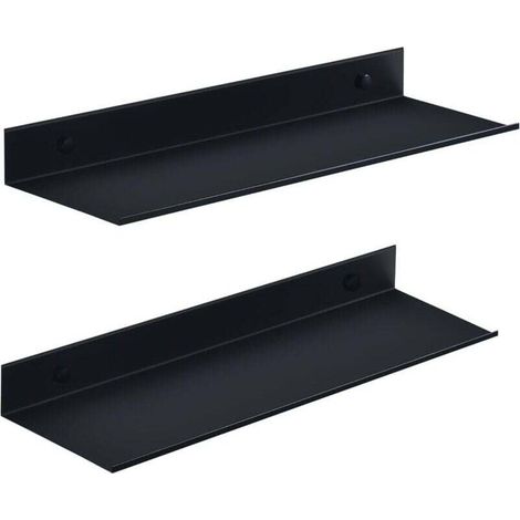 Bathroom Wall Shelf No Drilling 2 Levels Black Metal 30cm for Shower Living Room Kitchen (1/4)