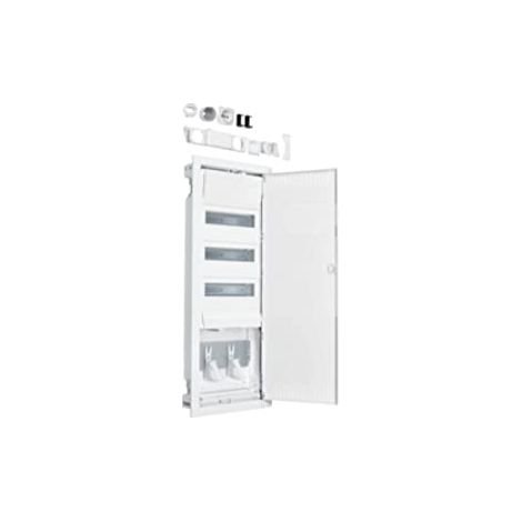 Hager – Distributeur hybride encastré 36 modulaire VU603PLH – Plaque de montage Volta – Pour câblage en espaces confinés – Gris
