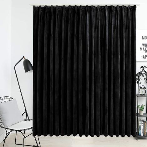 Rideau occultant avec crochets Velours Noir 290x245 cm (1/5)
