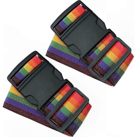 Ensemble de 2 sangles de bagage réglables et colorées, sangles croisées pour valises de voyage (1/5)