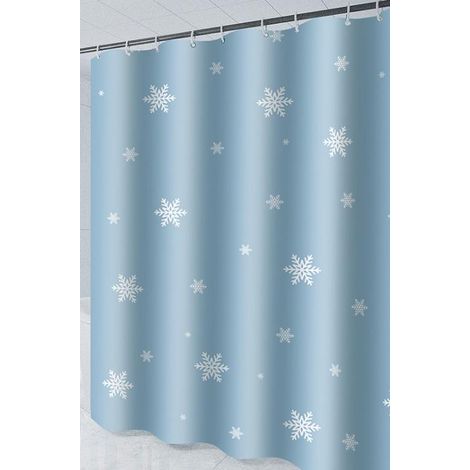 Rideau de Douche 180x200cm avec 12 Crochets Séchage Rapide (Flocon de Neige), Tissu Polyester Imperméable Lavable en Machine, Voilage de Salle de Bains (1/5)