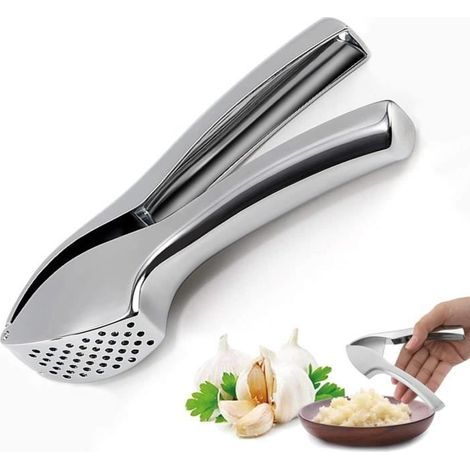 Presse Ail, Press Pratique, Presse Ail Inox, Coupe Ail Broyeur Hachoir À Gingembre Poignée En Économie De Main-d'œuvre (1/4)