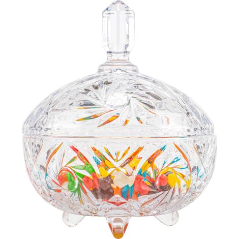 Grand bol en verre 800 ml avec couvercle, bocaux à gâteaux, boîte sucre cristal, chocolats, biscuits, haricots, noix, bijoux, médicaments, Noël (1/5)