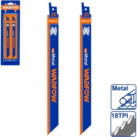 Pack de 2 lames de scie sabre pour métal WADFOW 225 mm 18 TPI (1/3)
