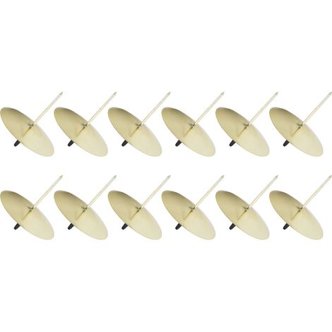 12 Kerzenteller aus Eisen, 7 x 6,5 cm, goldfarben, stabil, zuverlässig, dekorativ, tragbar, zur Befestigung für Partys (1/5)