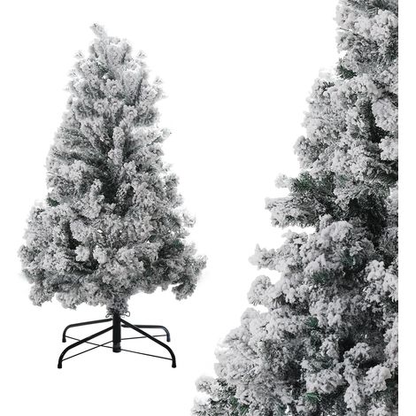 SWANEW Albero di Natale Aghi di abete con supporto Floccatura esterna 120cm con polvere di neve (1/5)