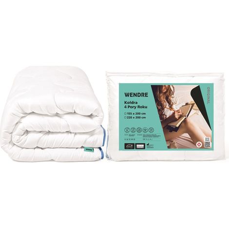 Couette toutes saisons 4 saisons 220x200 cm microfibre blanche (1/3)