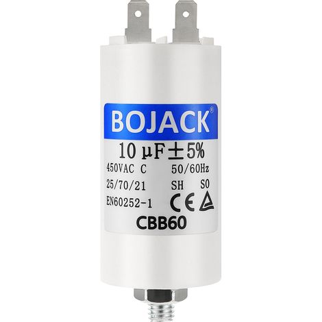 CBB60 10uF 450V Condensateur de Démarrage moteur de Moteur pour Pompe de Piscine 10µF 450 Volt 35x68MM Connecteur M8 50/60Hz (1/5)