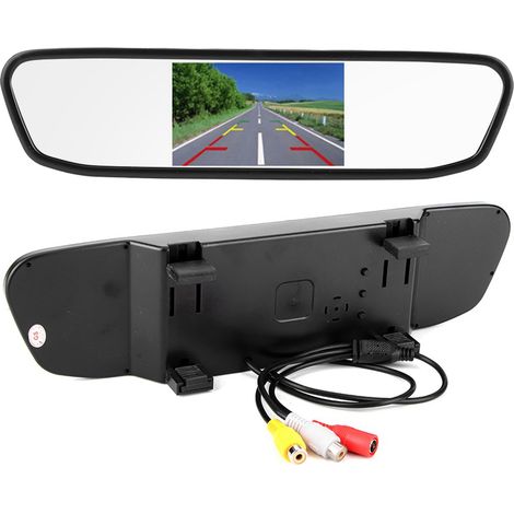 Moniteur de rétroviseur HD 4,3 pouces pour voiture avec caméra de recul étanche à 8 LED et vision nocturne (1/5)