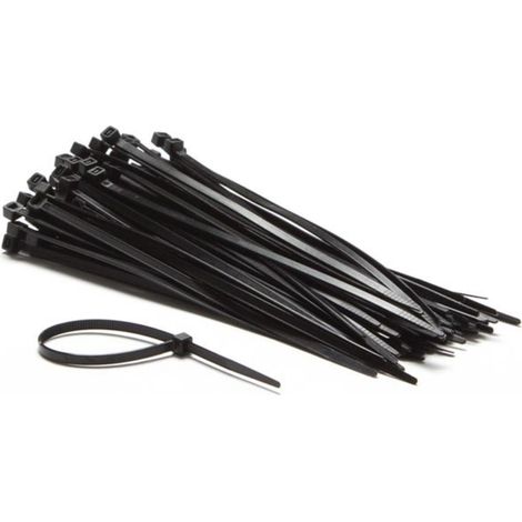 Perel – Colliers de serrage en nylon 4.6 x 200 mm noir – Résistants aux UV – Charge maximale 23 kg – Lot de 100 – ECTB200