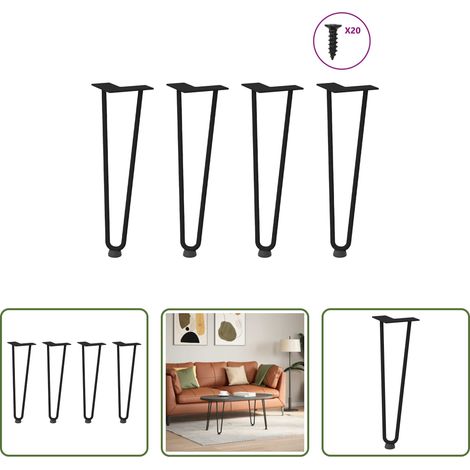 vidaXL Patas de horquilla para mesa de centro (4 unidades), color negro, 42 cm, acero macizo (1/5)
