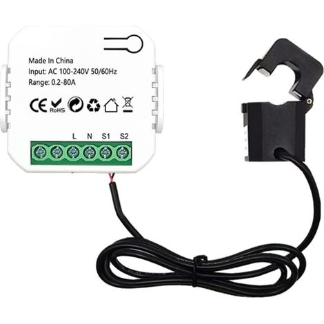 Compteur D'éNergie WiFi Tuya Smart Life 80A avec Pince de Transformateur de Courant KWh Moniteur de Puissance Statistiques D'éLectricité110V 230V (1/5)