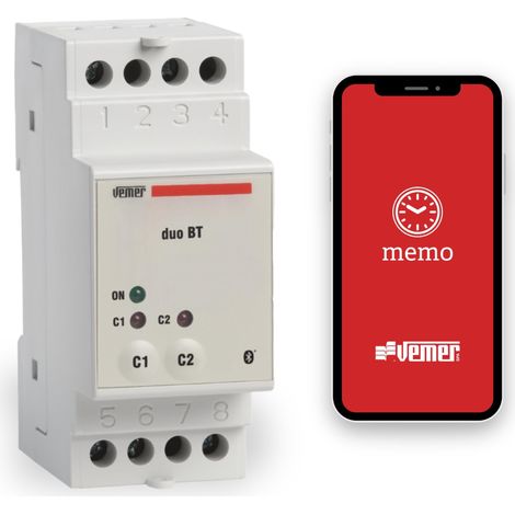 Interrupteur Horaire Astronomique Bluetooth avec APP, Programmateur Digital, Minuterie avec Montage Rail DIN, 2 Relais, Blanc (1/2)