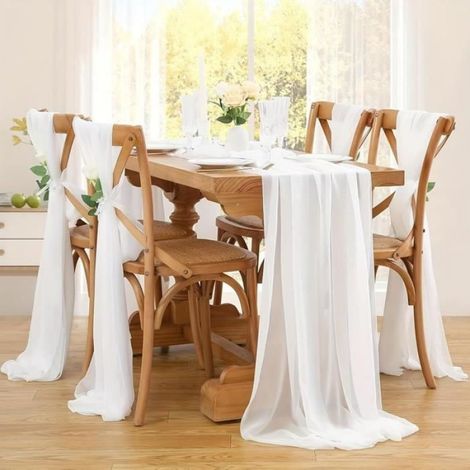 Chemin de Table - Blanc - 72x305cm - Polyester - Élégance - Chic (1/4)