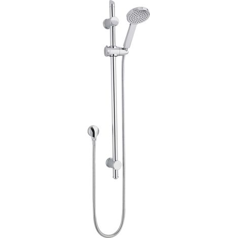 Round Slide Rail Shower Kit with Water Saving Head & Outlet Elbow - Chrome