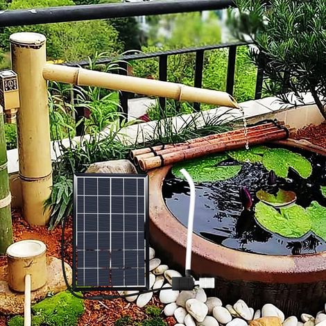 Fuente solar de bambú: fuente de agua Zen para decoración de jardín, decoración interior y exterior, mejora del césped del patio trasero (1/5)