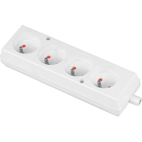 ENCHUFE CUÁDRUPLE 16A 250V DESMONTABLE CON CABLE BLANCO - VT-302-0041