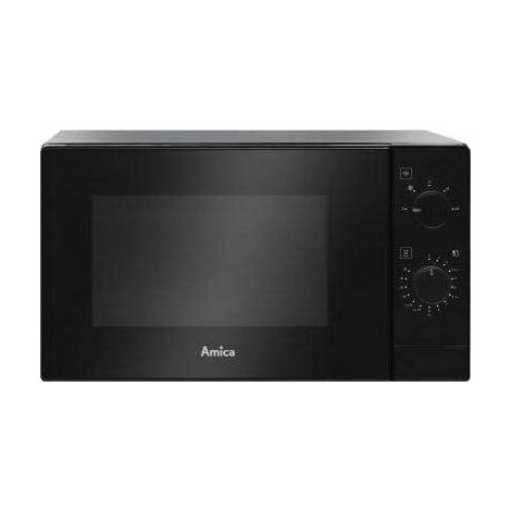 Amica AMMF20M1B, Horno microondas compacto de 20L y 700W con controles intuitivos y descongelado rápido, Negro