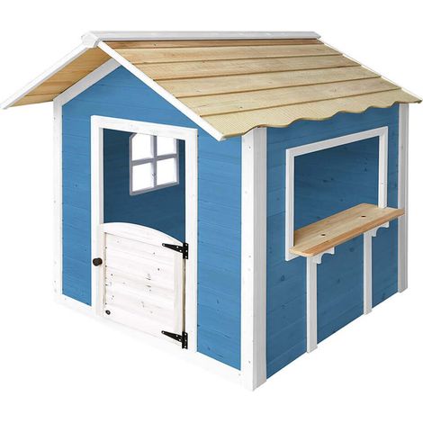 Home Deluxe – Cabane de jardin pour enfant – Maison de jeux Le Grand Palais bleu – Dimensions 118 x 138 x 132 cm – Matériau bois de sapin – Montage facile (1/5)