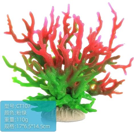 Adornos de coral, diseño de resina en miniatura, decoración versátil para acuarios, color verde rosa. (1/2)