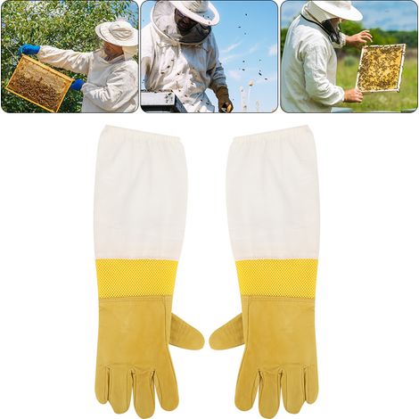 Gants apicoles respirants à manches longues anti-piqûres avec poignets ajustables et protection renforcée (1/5)