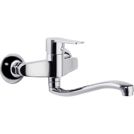 Ramon Soler - Grifo de Fregadero Mural de Cocina Monomando con Caño Bajo Cromado con Sistema S2 de Ahorro de Agua Serie Titanium (1/5)
