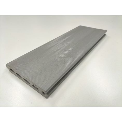 Pavimento esterno WPC grigio chiaro zigrinato, listoni 300 cm con clip fissaggio nascosto per terrazzo giardino - Esterni da Vivere