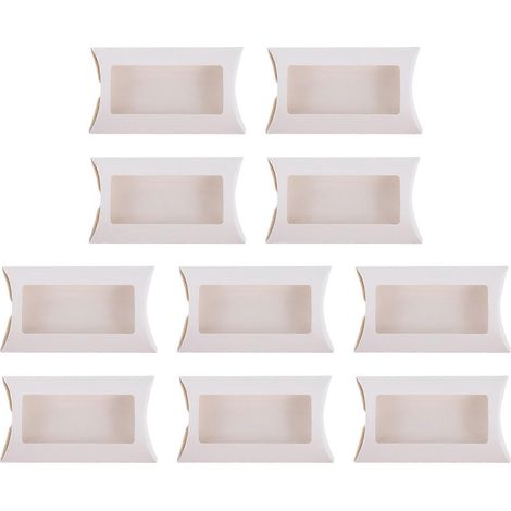 Lot de 10 boîtes cadeaux blanches pour bonbons, boîtes oreiller, présentoirs à cupcakes, boîtes à friandises en papier-12.5X7.4X2CM-White