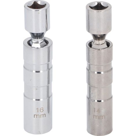 Jeu de 2 douilles à bougies d'allumage 14 mm et 16 mm, entraînement 3/8 pouce, 12 pans, magnétiques et pivotantes, pour la réparation automobile (1/5)
