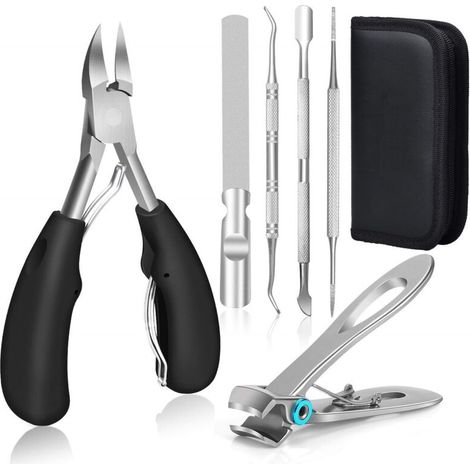 Coupe-griffes et coupe-ongles pour chat,Professionnel Coupe Ongle, Pince Coupe Ongle Pied Pour Ongle Épais Incarné,Coupe Ongle Ncarnés ou Ciseaux Ongles,6Pcs Kit Manucure Pedicure,Noir