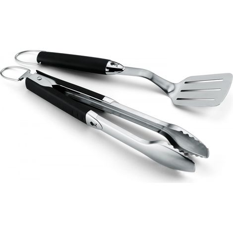 Weber Premium Grillbesteck Kompakt 2-teilig, Edelstahl, schwarz