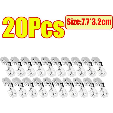 (20 pièces) Charnières de placard en acier inoxydable sans perçage, charnières amortisseurs invisibles pour portes de placard, charnières à montage affleurant (1/5)