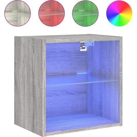 Maison Exclusive - Wand-Nachttisch mit LED-Leuchten Grau Sonoma
