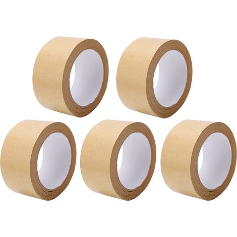 Lot de 5 rubans adhésifs en papier kraft écologique biodégradable auto-collant résistant pour emballage carton 50mm x 30m (1/5)