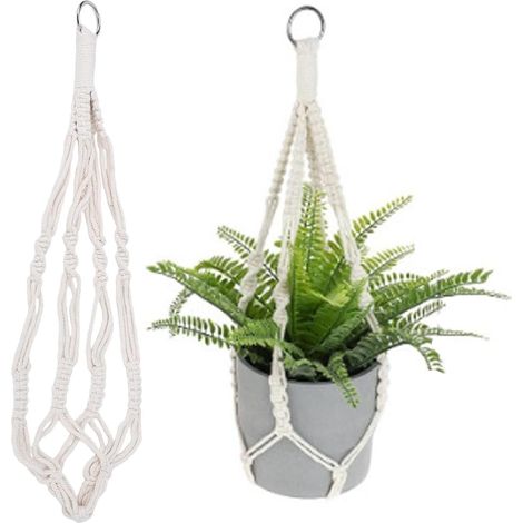 POCREATION Suspension pour plantes en corde de coton, lot 2, 55 cm, style bohème, (1/5)
