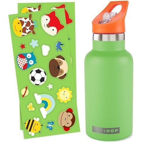 Borraccia termica con adesivi, 380 ml, verde