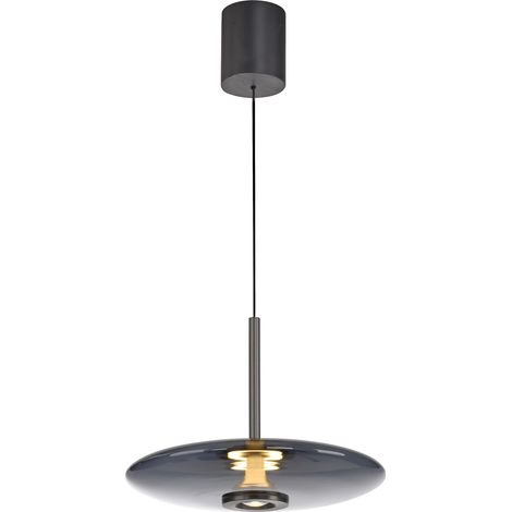Lampada a sospensione ellisse grigia vetro LED 18W telecomando (1/5)