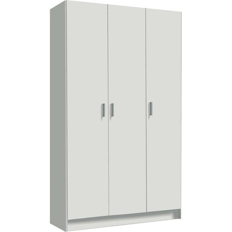 Dmora - Armadio multiuso Beaumont, Mobile ausiliario a 3 ante, Guardaroba portascarpe, Guardaroba portascope, cm 109x37h180, Bianco, con imballo rinforzato (1/6)