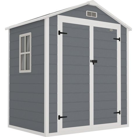 Abschließbarer Metall-Gartenschuppen, Doppeltür, Fenster, 1,80 x 1,30 x 2,10 m