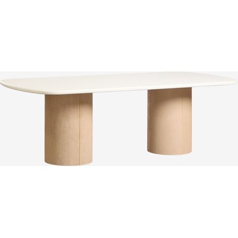 Table de jardin rectangulaire en ciment et bois d'acacia Sharpay SKLUM  230 x 110 cm